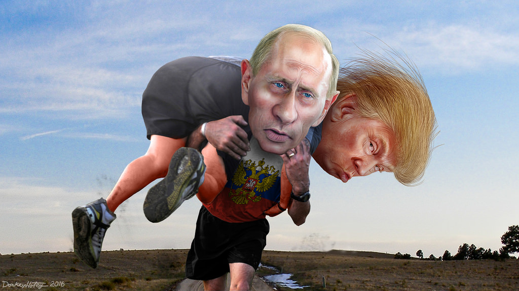 Er Trump Putins marionet? Collage: DonkeyHotey, Creative Commons.